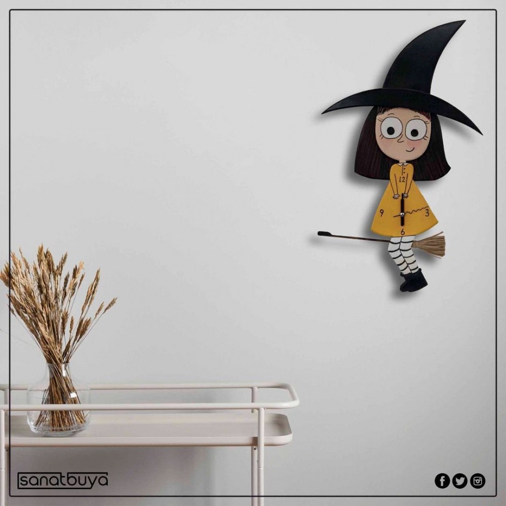 3 Boyutlu Sallanır Sarkaçlı Sarı Cadı Saat