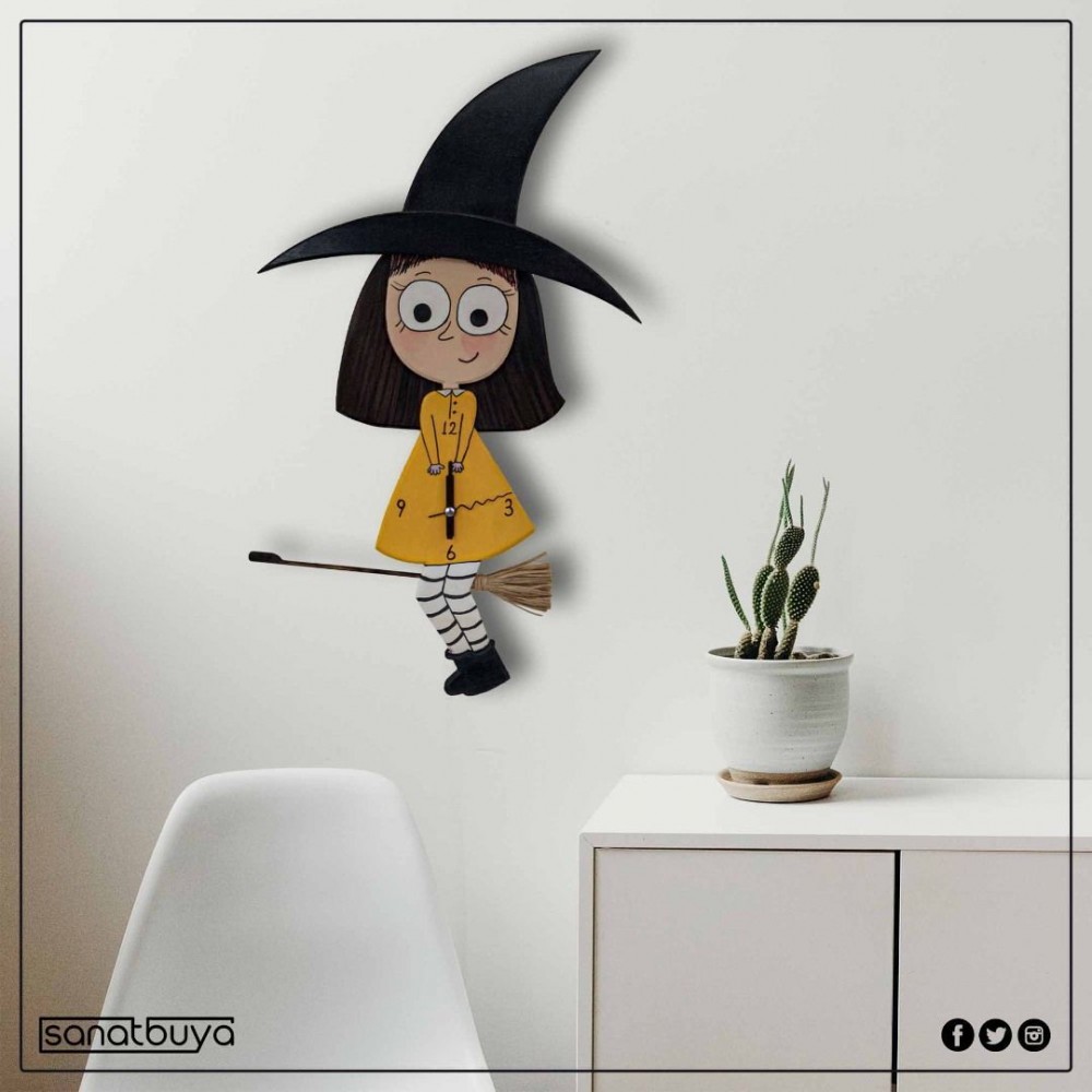 3 Boyutlu Sallanır Sarkaçlı Sarı Cadı Saat